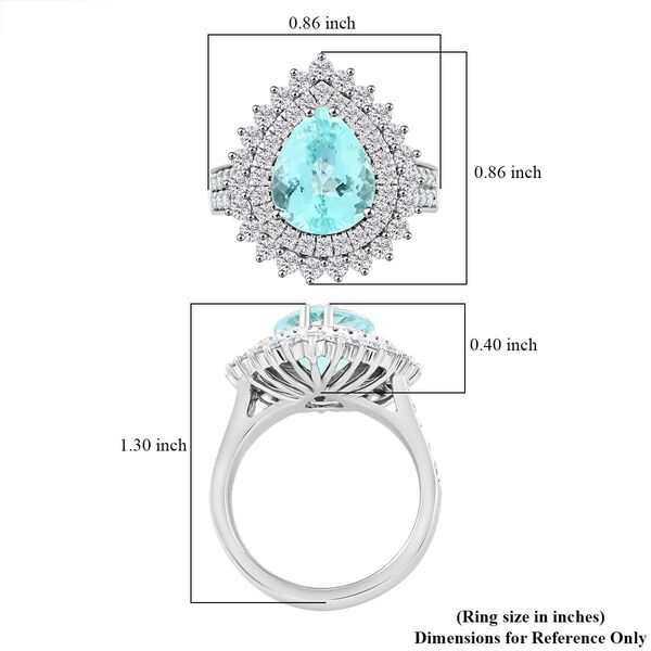 CHAIRMAN VAULT COLLECTION - AAAA Paraiba Turmalin, Weißer Diamant Ring,zertifiziert und geprüft, 950 Platin (Größe 17.00) ca. 5.40 ct image number 5