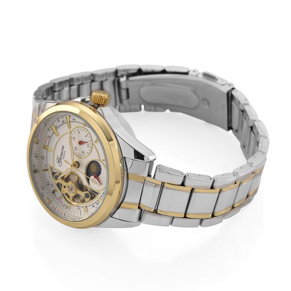 GENOA TIME V2 - Automatik-Armbanduhr, Mechanisches Uhrwerk, Edelstahlarmband, bicolor, Weißes Zifferblatt, 36 mm image number 4