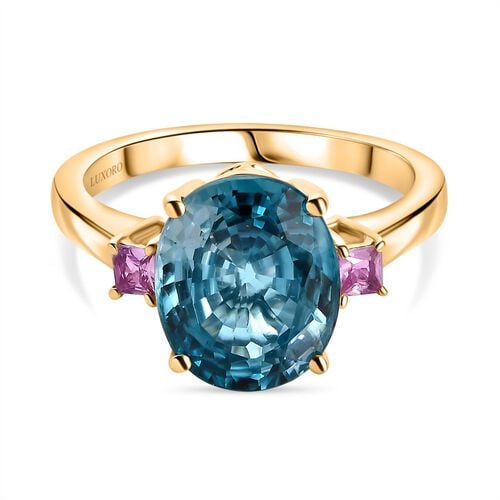 AAA Blauer Zirkon, Rosa Saphir Ring 585 Gold (Größe 18.00) ca. 6,02 ct image number 0