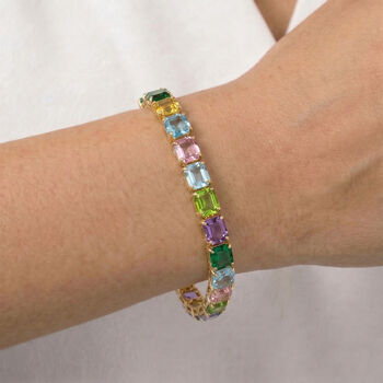 Mehrfarbiger Kristall Armband ca. 19 cm Nickelfreies Messing