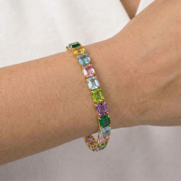 Mehrfarbiger Kristall Armband ca. 19 cm Nickelfreies Messing image number 2