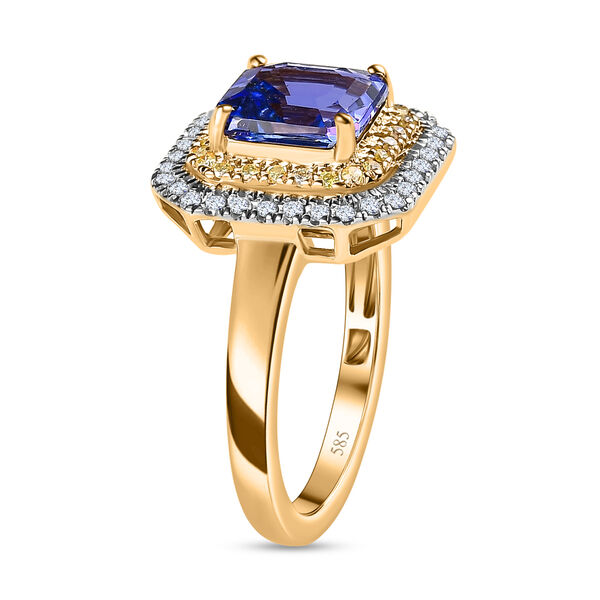 AAA Tansanit, natürlicher, gelber und weißer Diamant-Ring in 585 Gelbgold - 1,90 ct. image number 7