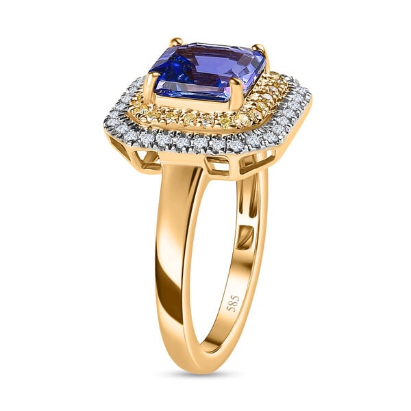 AAA Tansanit, natürlicher, gelber und weißer Diamant-Ring in 585 Gelbgold - 1,90 ct. image number 7