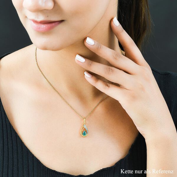 Grandidierit und weißer Zirkon-Anhänger, 925 Silber vergoldet ca. 0.80 ct image number 2