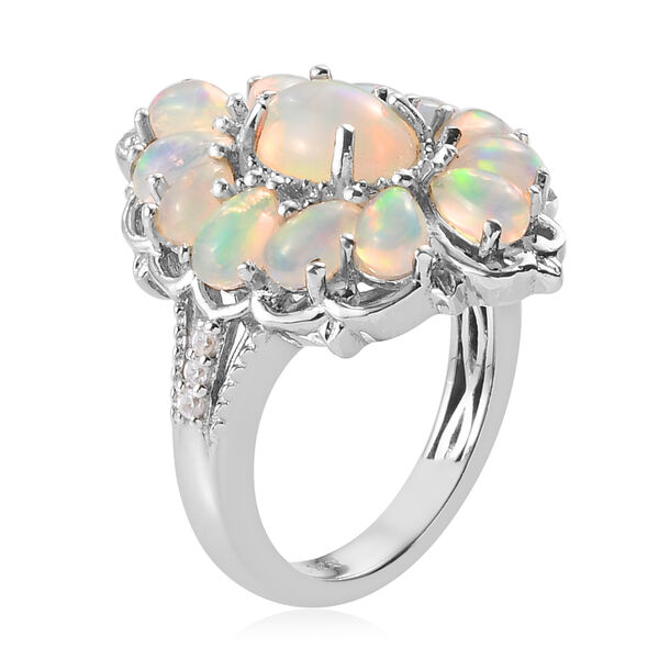 Natürlicher Äthiopischer Opal und Zirkon Ring 925 Silber platiniert  ca. 2,49 ct image number 5