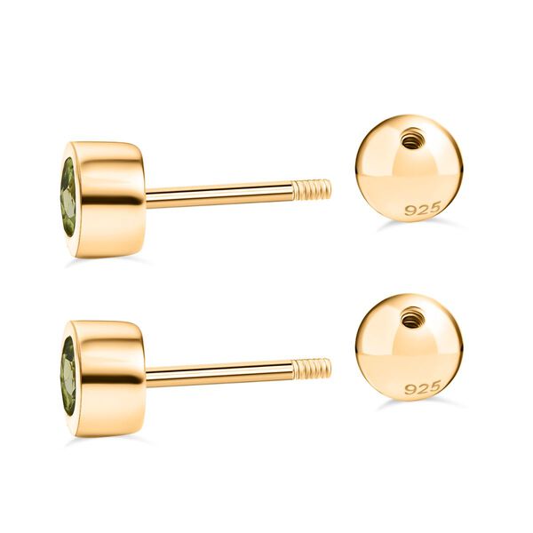 Peridot Ohrringe, 925 Silber 750 Gelbgold Vermeil - 0,61 ct. image number 4