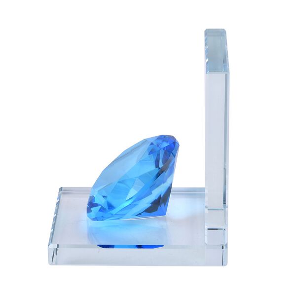 Kristall Buchst&uuml;tzen, Format 10.5x13cm, blau und transparent image number 5