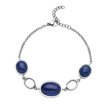 Lapislazuli-Armband, ca.19+3.5 cm, silberfarben, ca. 20.00 ct