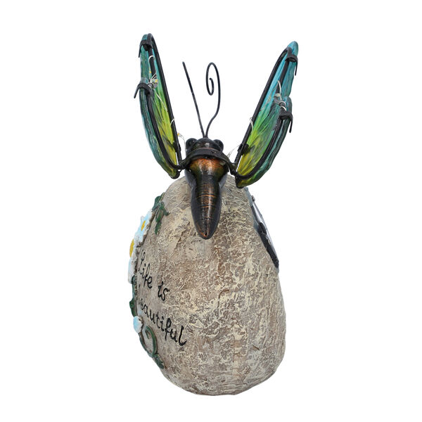 Harz Solarlampe, Schmetterling, Gr&ouml;&szlig;e 16x10x20 cm, Gr&uuml;n image number 3