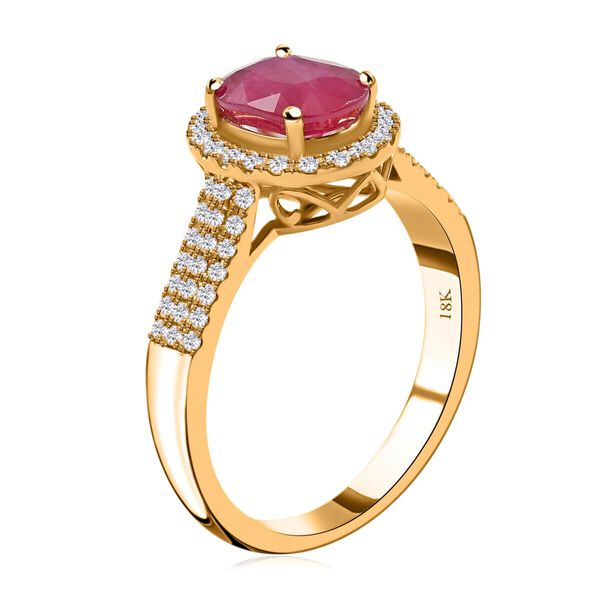 Iliana AAA Natürlicher Mosambik-Rubin, Weißer Diamant Ring 750 Gold (Größe 18.00) ca. 2,05 ct image number 2