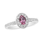 Rosa Turmalin und Zirkon Halo Ring 925 Silber platiniert (Größe 16.00) ca. 0,90 ct