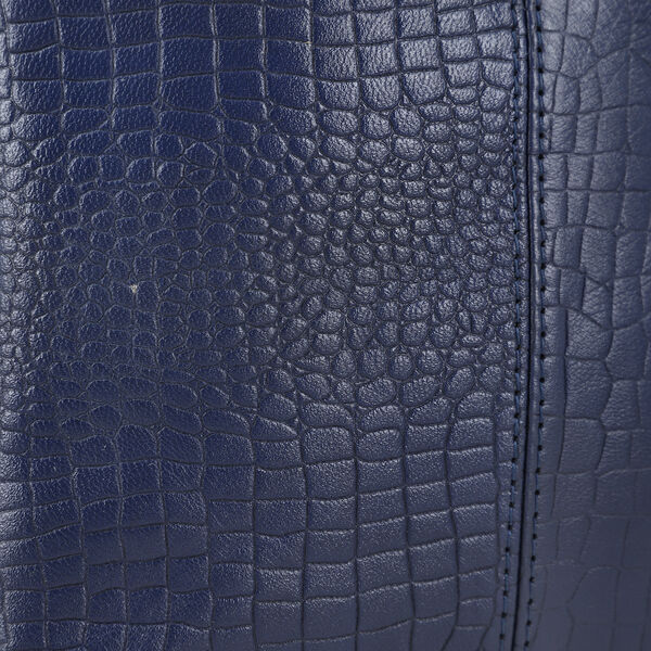 Echtleder Crossbody Tasche mit Kroko Prägung, Multi-Fächer, 20 x 24 cm, Marineblau image number 9