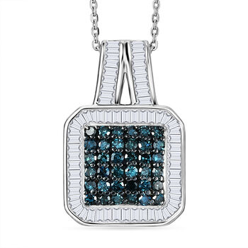 D'Joy Blauer Diamant, Wei&szlig;er Diamant Schmuckset ca. 50 cm 925 Silber rhodiniert ca. 1,00 ct.