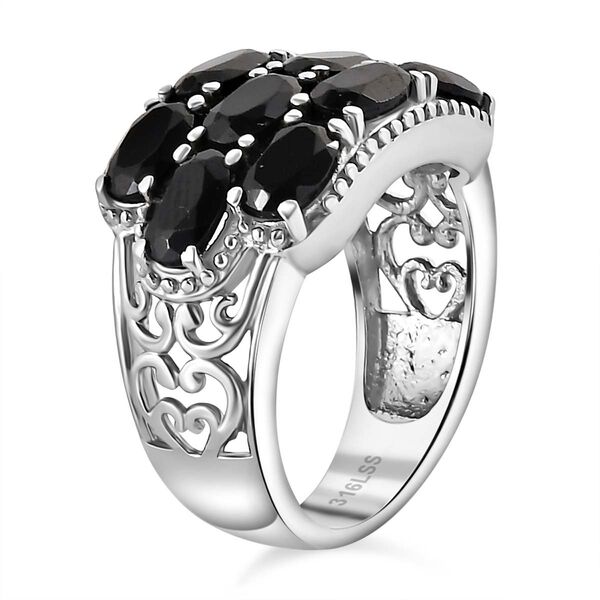 Schwarzer Spinell Ring Edelstahl (Gr&ouml;&szlig;e 17.00) ca. 6,35 ct image number 5