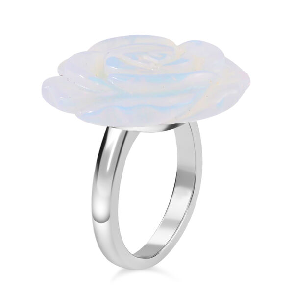 2er Set -Handgeschnitzter Opalite Anhänger mit Kette und Ring (Größe 20.00), silberfarben, ca. 30.00 ct image number 4