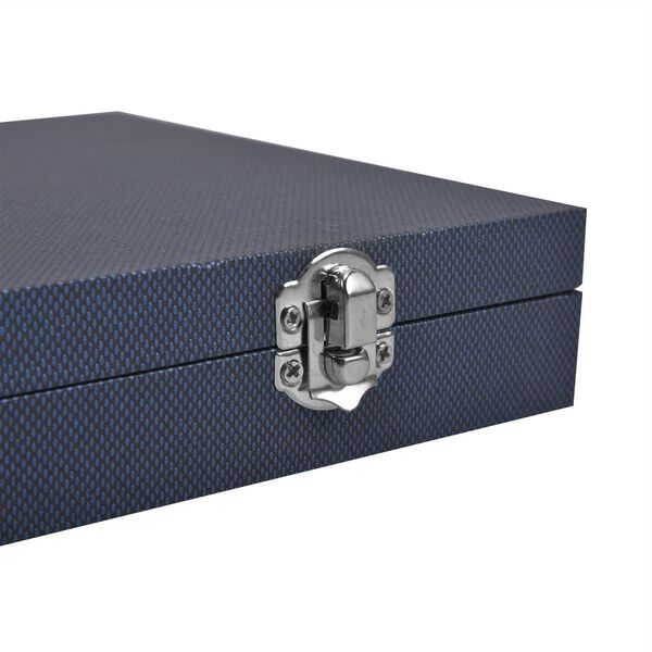 Moderne Ringschatulle aus Kunstleder mit zwei Verschl&uuml;ssen, 29x18.5x4cm, Blau image number 6