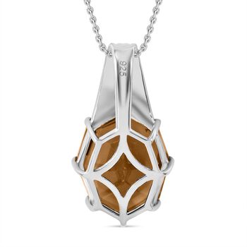 Citrin Anh&auml;nger mit Kette, 925 Silber rhodiniert ca. 10.41 ct