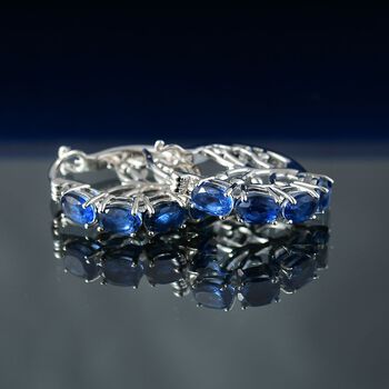 Ceylon Blau Quarz Triplette Ohrringe Nickelfreies Messing ca. 4.61 ct