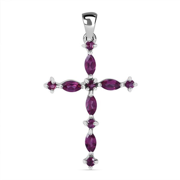 Rhodolith Granat Anh&auml;nger 925 Silber rhodiniert ca. 1.75 ct