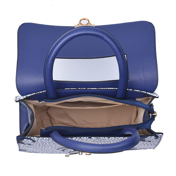 2er-Set, Clutch - 21,59x13,97 cm und Schultertasche - 30,48x12,7x21,59 cm, Pferd Muster, Wei&szlig; und Blau image number 5