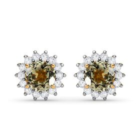 Sternchen AAA Turkizit und Zirkon Halo-Ohrstecker- 1,43 ct.