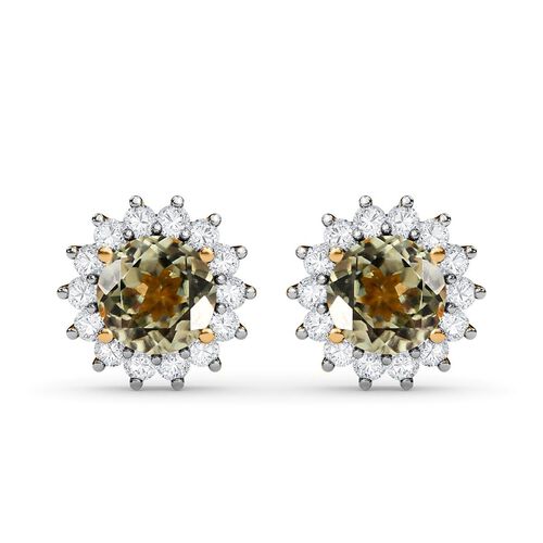 Sternchen AAA Turkizit und Zirkon Halo-Ohrstecker- 1,43 ct. image number 0