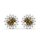 AAA Turkizit und weiße Zirkon Ohrstecker, 925 Silber Gelbgold Vermeil ca. 1,47 ct
