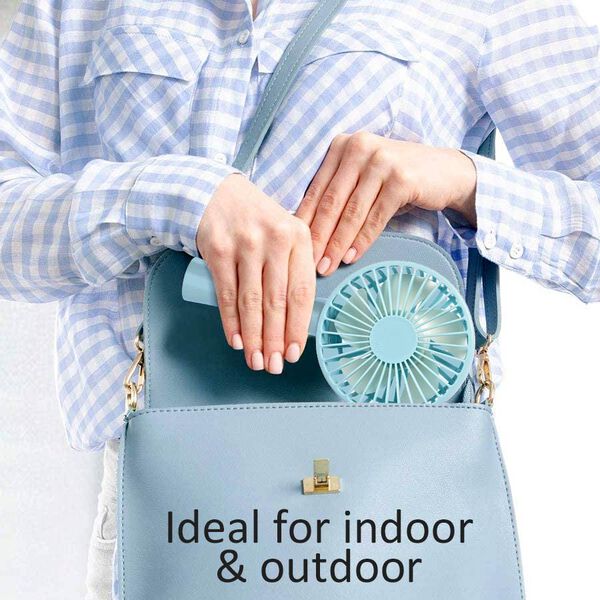 Wiederaufladbarer tragbarer Mini - Ventilator, 3 Gebl&auml;sestufen, inkl. Batterie, Hellblau image number 3