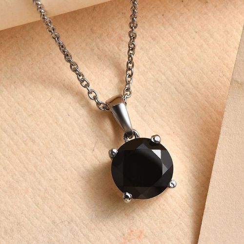 Schwarzer Spinell Anhänger mit 50cm Kette - 5 ct. image number 1