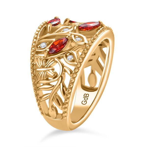 Granat Zirkonia, Wei&szlig;er Zirkonia Ring Messing (Gr&ouml;&szlig;e 17.00) image number 4