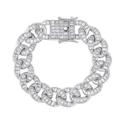 Wei&szlig;es Kristall-Armband, ca. 18.5 cm, silberfarben