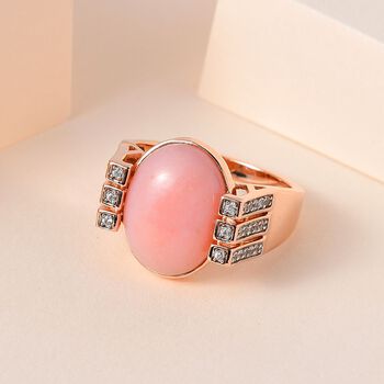 AA rosa Opal und Zirkon Ring - 7,83 ct.