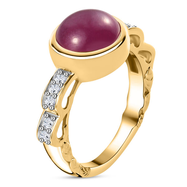 Afrikanischer Rubin (Fissure gef&uuml;llt) und Zirkon Ring 925 Silber vergoldet image number 5