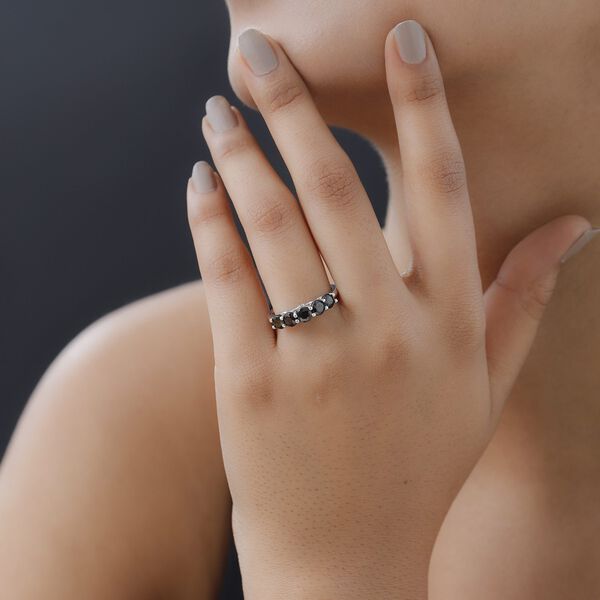 Elite Shungit, weißer Zirkon Ring, 925 Silber platiniert, ca. 0.88 ct image number 3