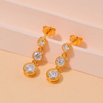 Moissanit Ohrringe, 925 Silber Gelbgold Vermeil - 1,82 ct.
