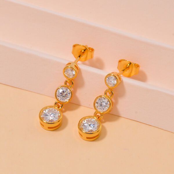 Moissanit Ohrringe, 925 Silber Gelbgold Vermeil - 1,82 ct. image number 2
