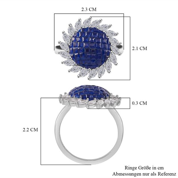 Blauer und wei&szlig;er Zirkonia Halo Ring image number 7