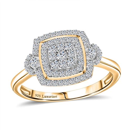 Lab Grown Diamant SI-GH Ring 925 Silber 750 Gelbgold Vermeil (Größe 17.00) ca. 0,50 ct image number 3