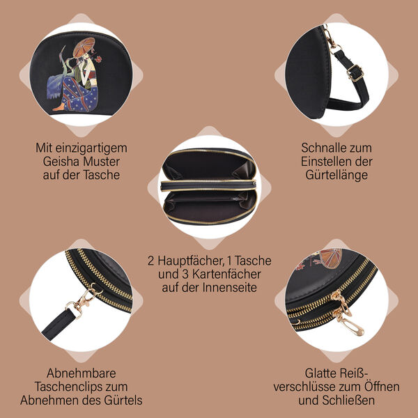 Umh&auml;ngetasche mit Multi-F&auml;chern und RFID Schutz, Geisha, 21x16,5x4,5 cm, Geisha image number 5