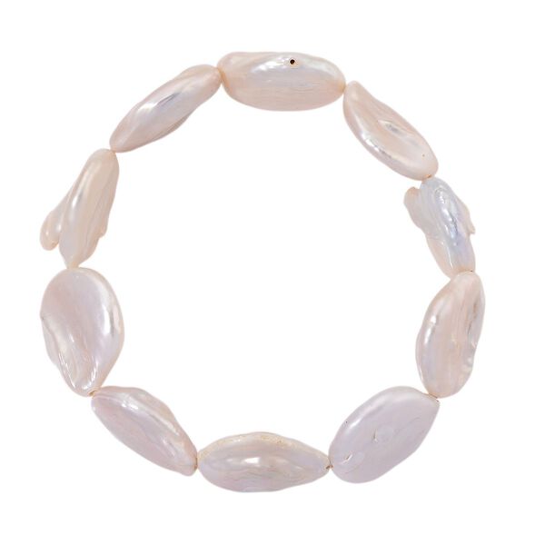 EINMALIGES ANGEBOT - 2er Set Wei&szlig;e Keshi Perl Halskette und Armband, 316L Wei&szlig; Edelstahl image number 9