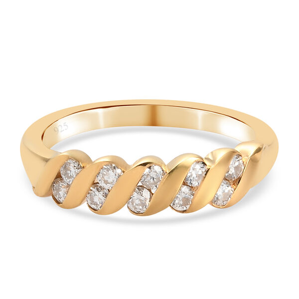 88 Facetten Moissanit Ring 925 Silber vergoldet  ca. 0,34 ct