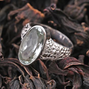 Royal Bali - Prasiolite Ring, 925 Silber, (Gr&ouml;&szlig;e 18.00), ca. 6.89 ct