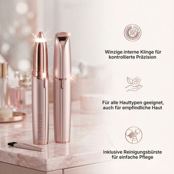 Finishing Touch Flawless Augenbrauen-Trimmer mit integriertem Licht, 18 Karat vergoldet, Ros&eacute;gold