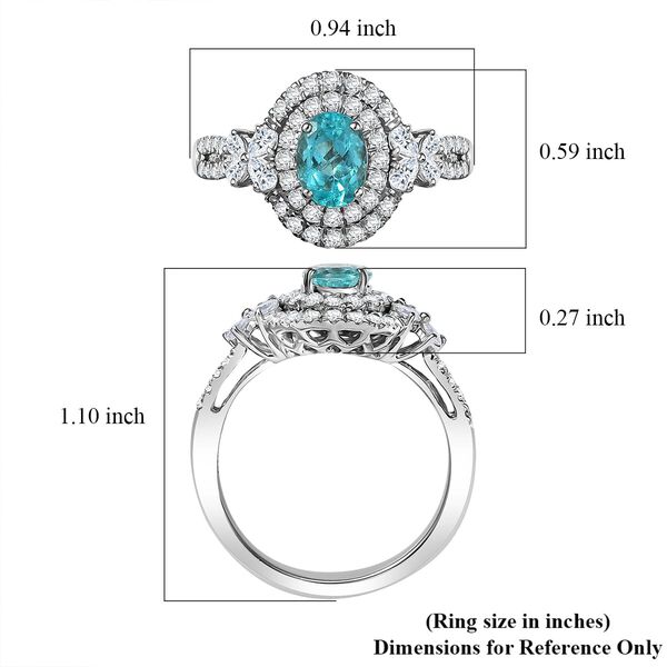 RHAPSODY zertifiziert und geprüft AAAA Paraiba Turmalin und VS-EF Diamant Ring, 950 Platin - 2 ct. image number 5