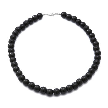 Schwarze Onyx Halskette ca. 45 cm lange 925 Silber ca. 255.00 ct