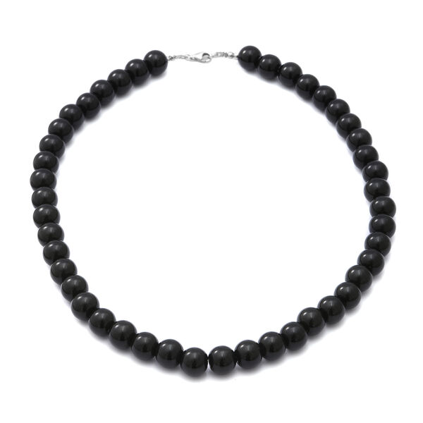 Schwarze Onyx Halskette ca. 45 cm lange 925 Silber ca. 255.00 ct