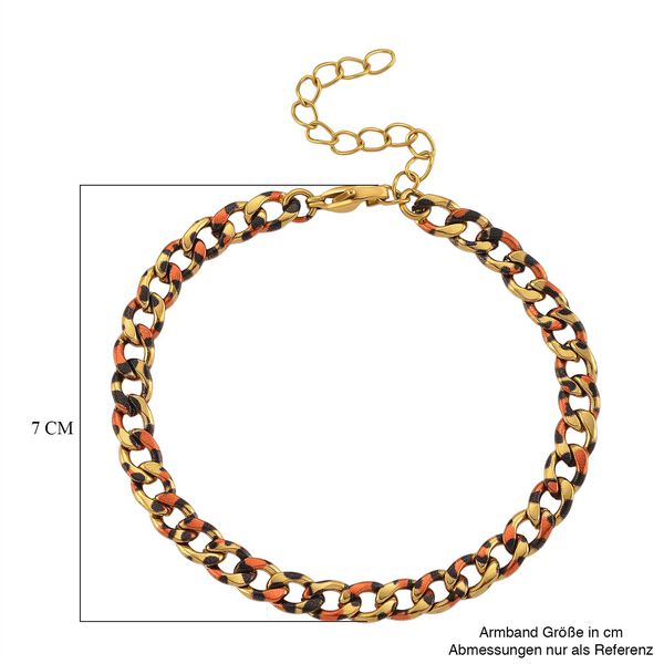 Leoparden-Print Panzer Armband aus 316L Edelstahl mit Goldplattierung, ca. 19 cm image number 5