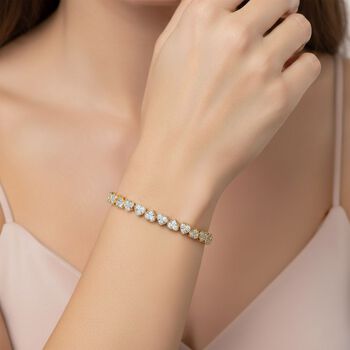 LUXURIANT SGL zertifiziertes SI-GH Labor Diamant Armband, 925 Silber 750 Gelbgold Vermeil - 3 ct.