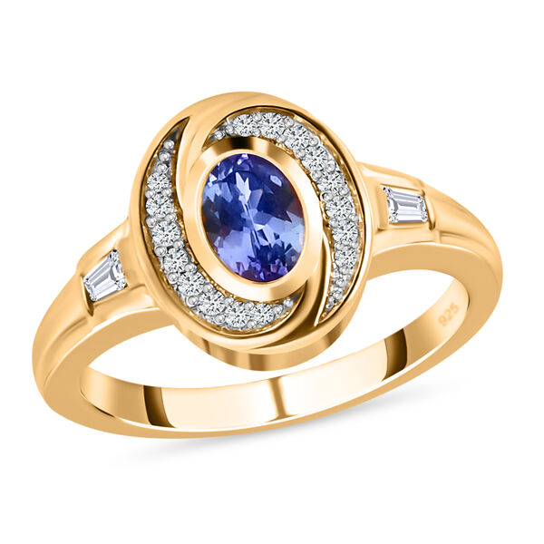 Tansanit und Zirkon-Ring, 925 Silber vergoldet  ca. 0,68 ct image number 2