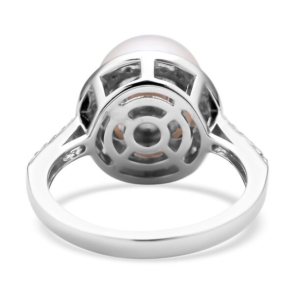 Weißer Südseeperlen und Zirkon-Ring, , 925 Silber rhodiniert image number 6